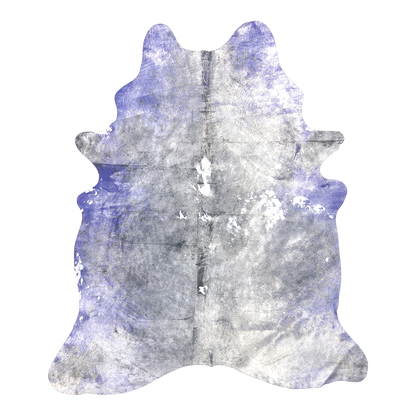 Metallic violet and grey cowhide rug, cut-out on transparent background