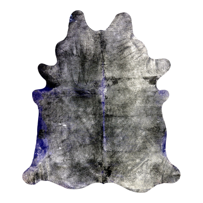 Metallic grey and violet cowhide rug, cut-out on transparent background