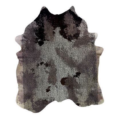 Distressed brown and grey cowhide rug, cut-out on transparent background