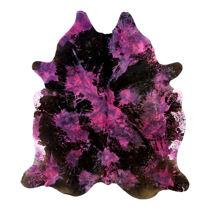 Magenta tie-dye cowhide rug, cut-out on transparent background