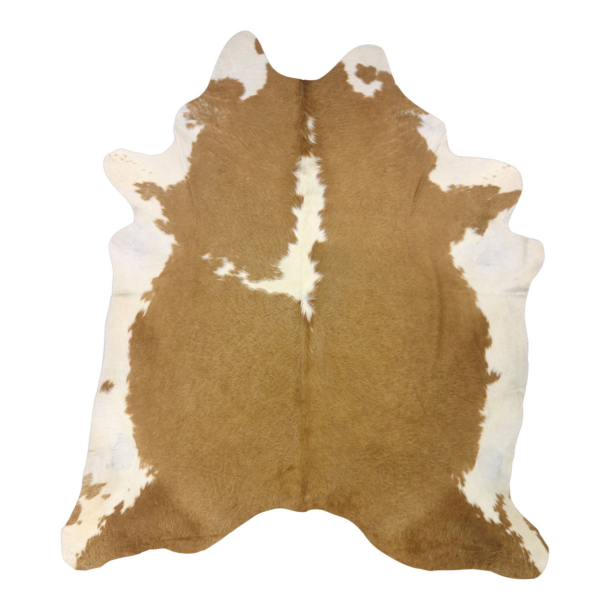 Beige and white cowhide rug, cut-out on transparent background