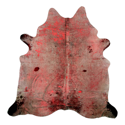 Distressed red cowhide rug, cut-out on transparent background