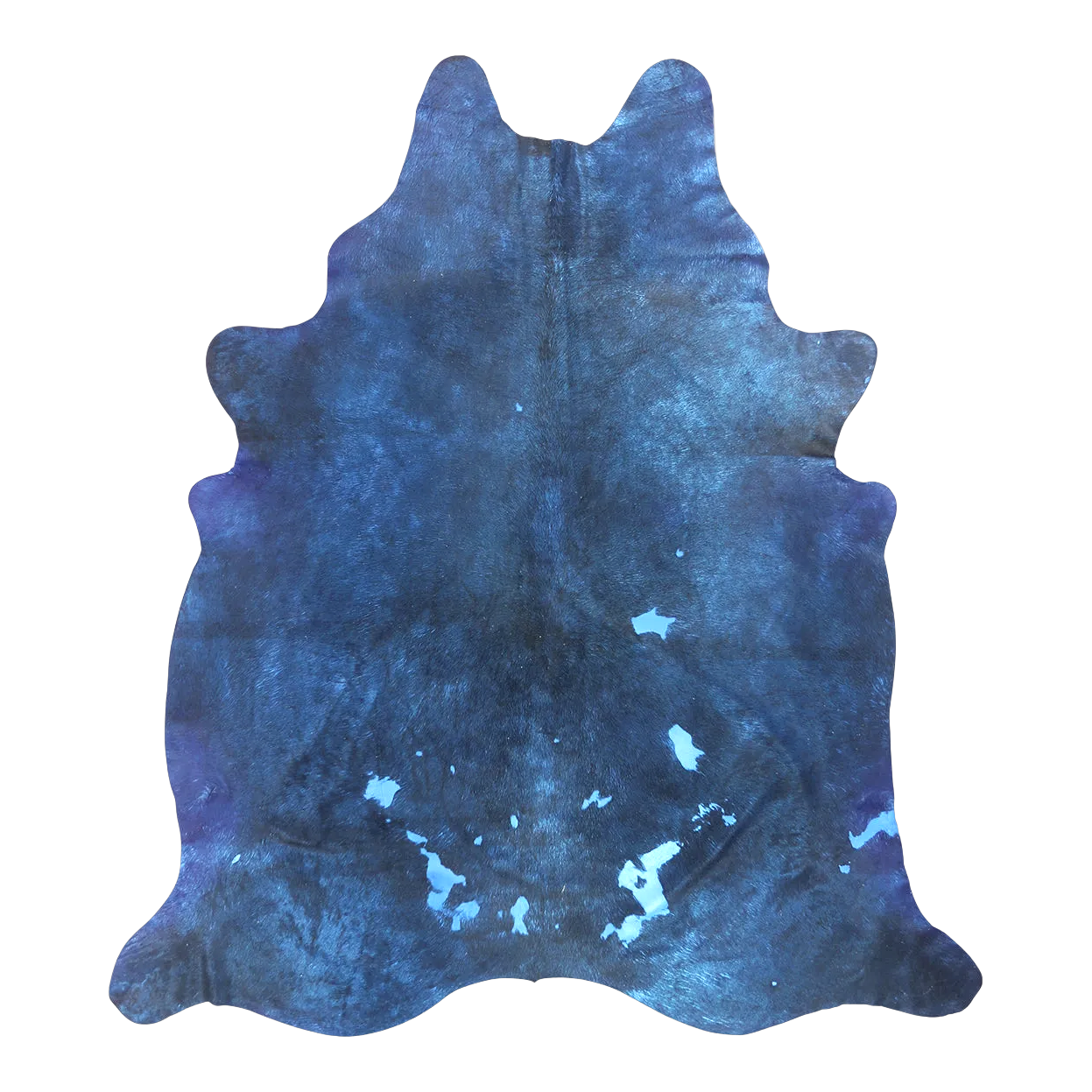 Metallic navy blue cowhide rug, cut-out on transparent background