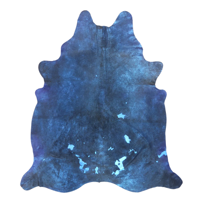 Metallic navy blue cowhide rug, cut-out on transparent background