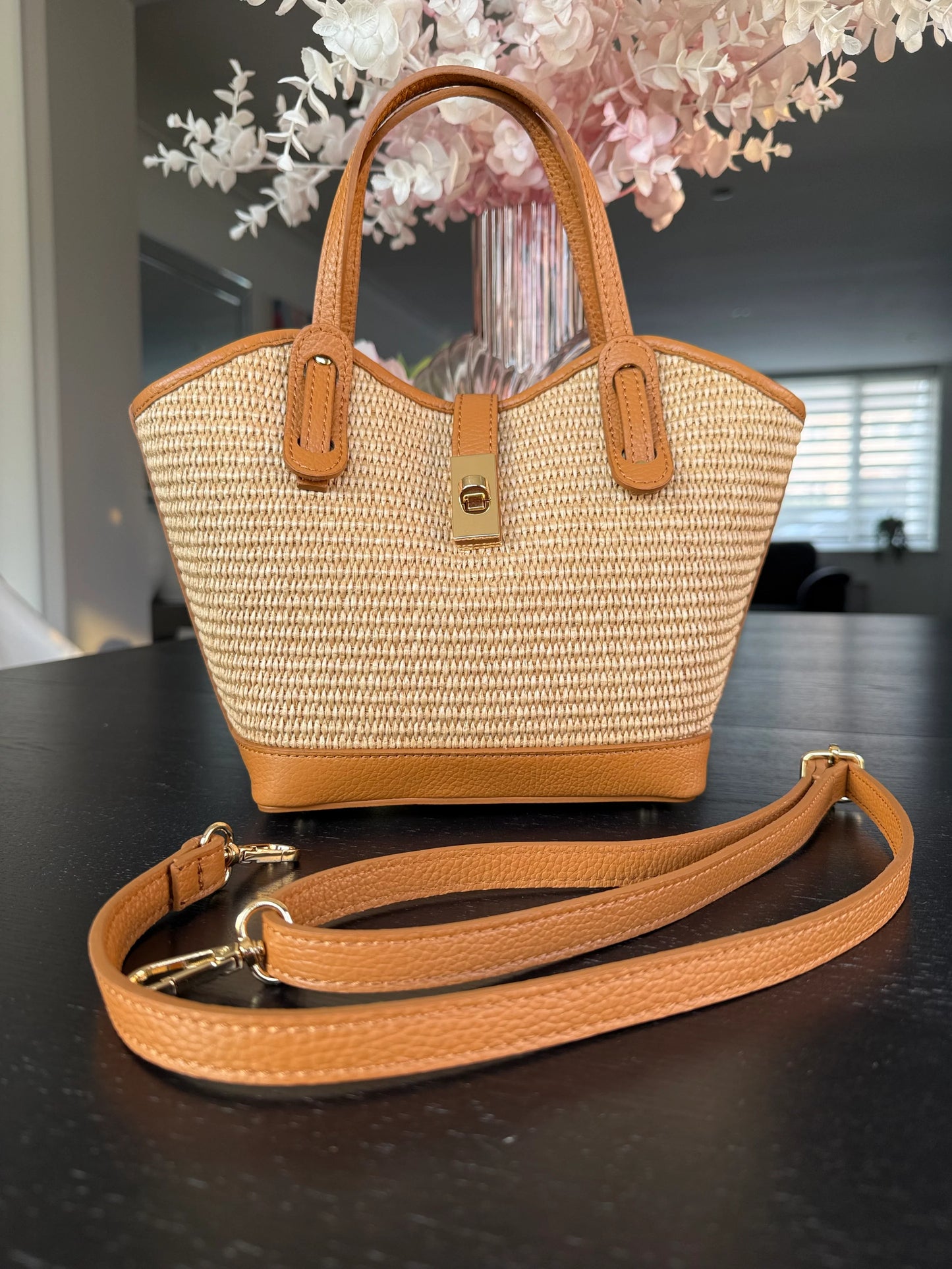 The Sorrento Raffia & Leather Tote by Clemés