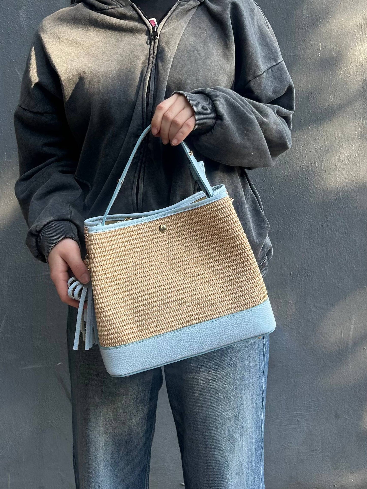 Cosima Raffia & Leather Bag by Clemés