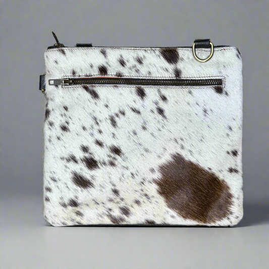 Natural Cowhide Double-Sided Crossbody Bag, Large (26 x 23 cm)