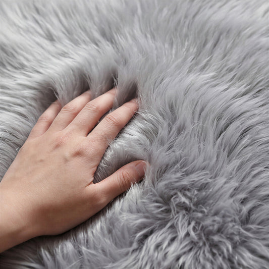 Octo New Zealand Sheepskin Rug & Throw, 8-Pelt, XX-Large, L200 x W180 cm, Silver