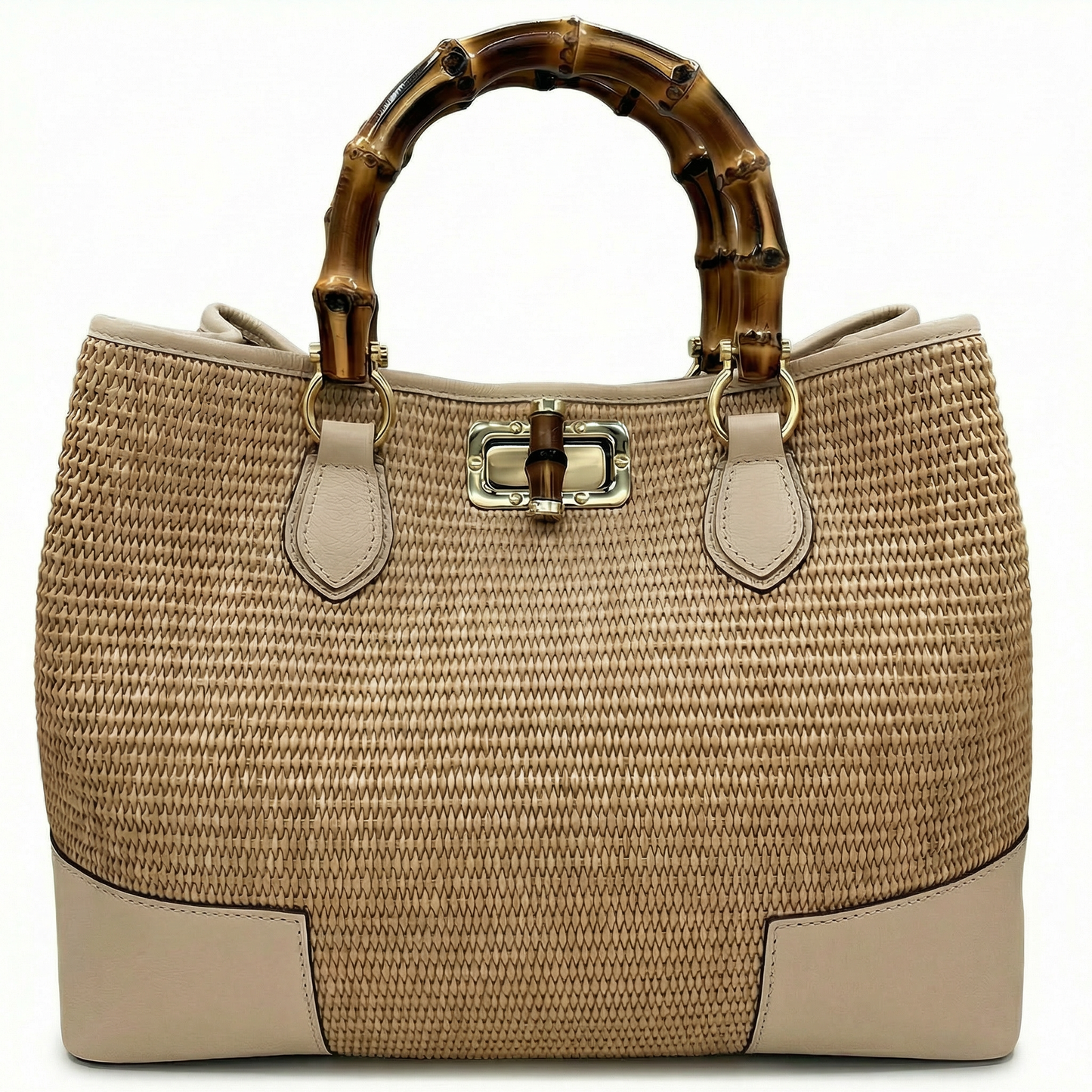Ginevra Bamboo-Handle Raffia Bag by Clemés