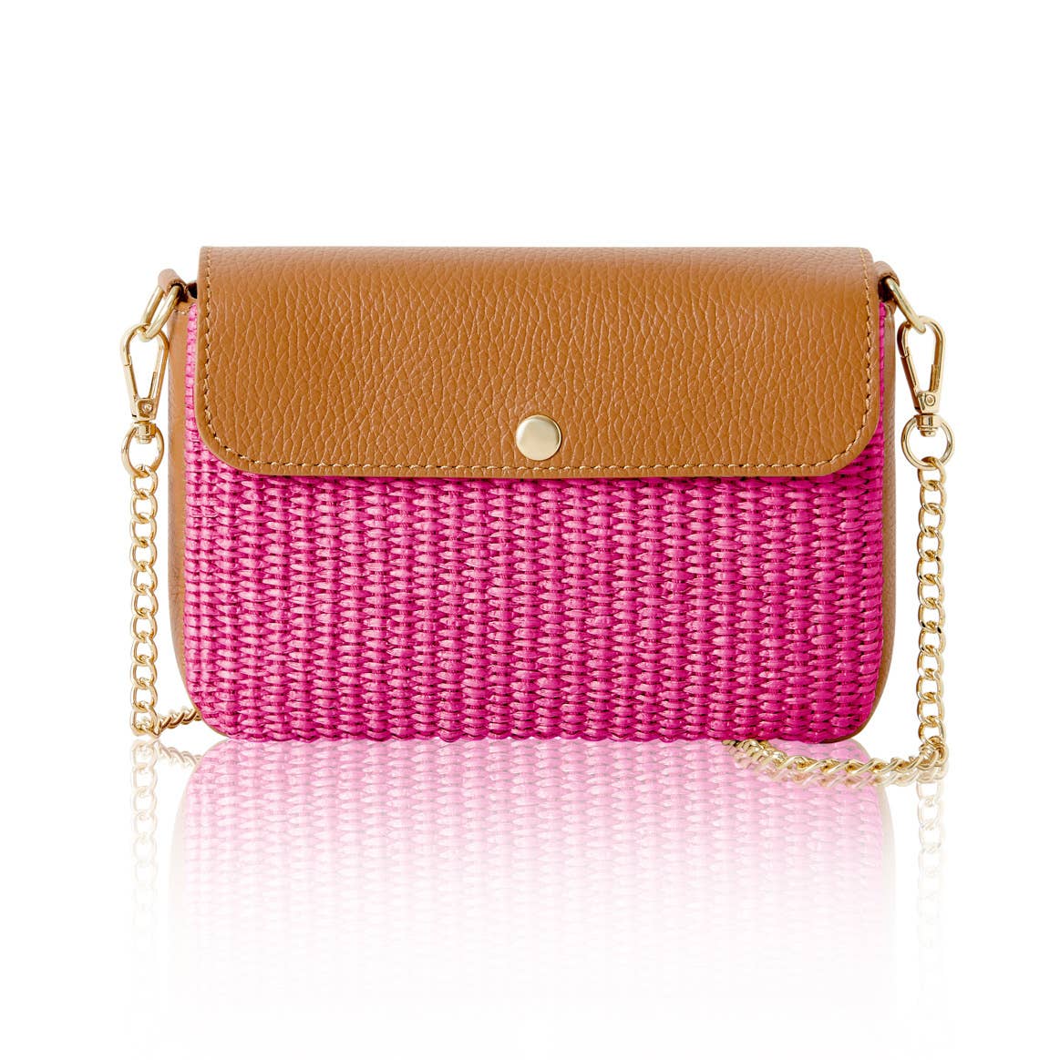 Élodie Raffia  & Leather Flap Crossbody Bag