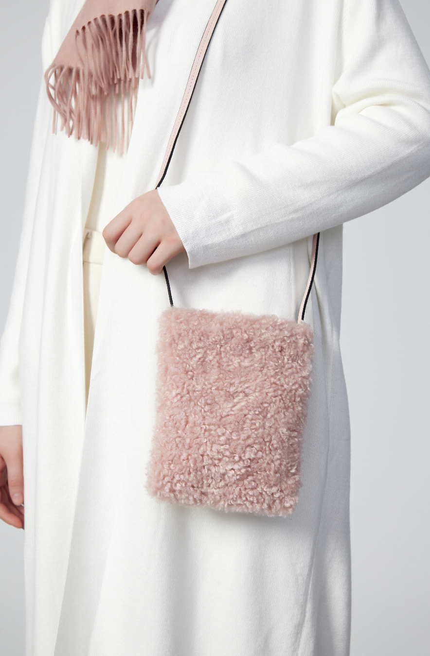 Pia Faux Shearling Phone Crossbody Bag by Clemés