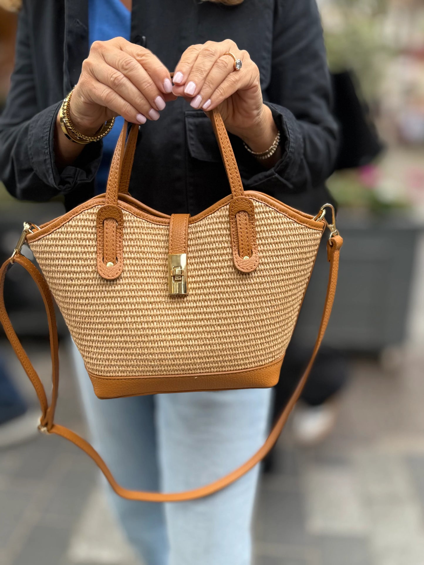 The Sorrento Raffia & Leather Tote by Clemés