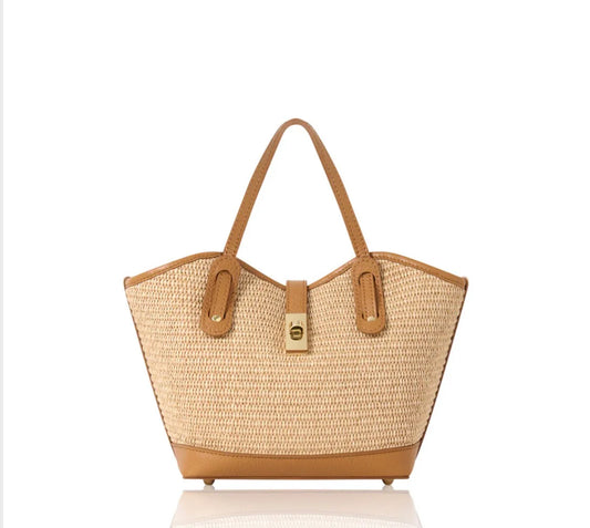 The Sorrento Raffia & Leather Tote by Clemés