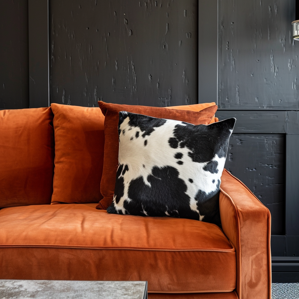 Genuine Cowhide Cushion, Black
