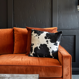 Genuine Cowhide Cushion Cover, Black
