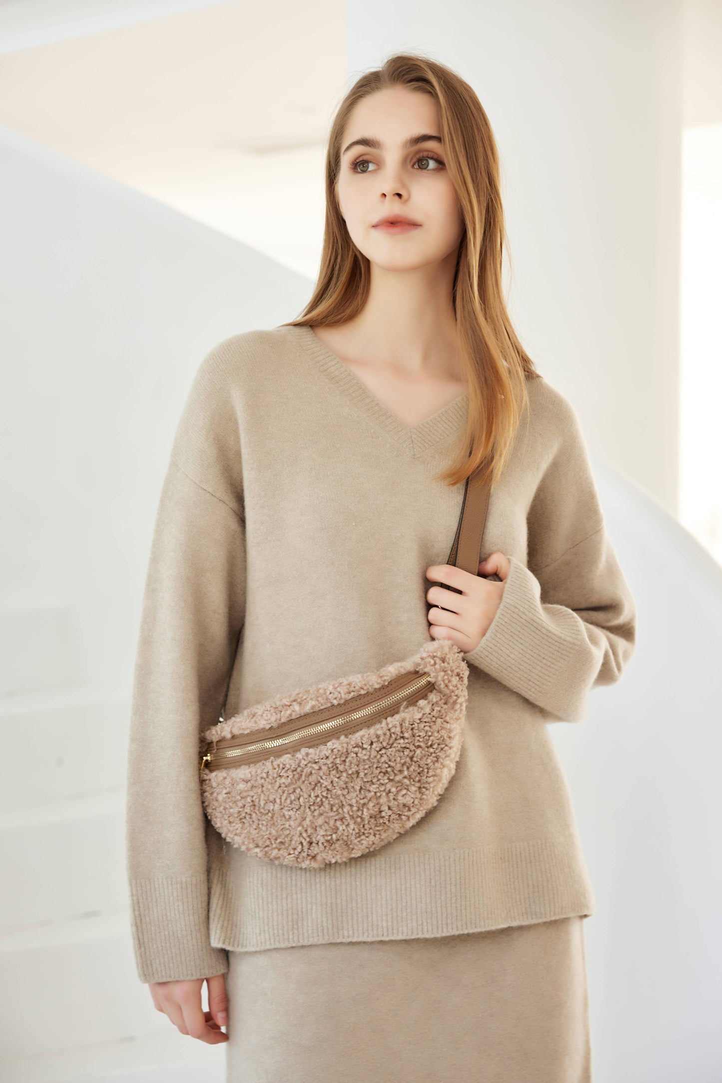 Nevina Shearling & Leather Bum Bag by Clemés