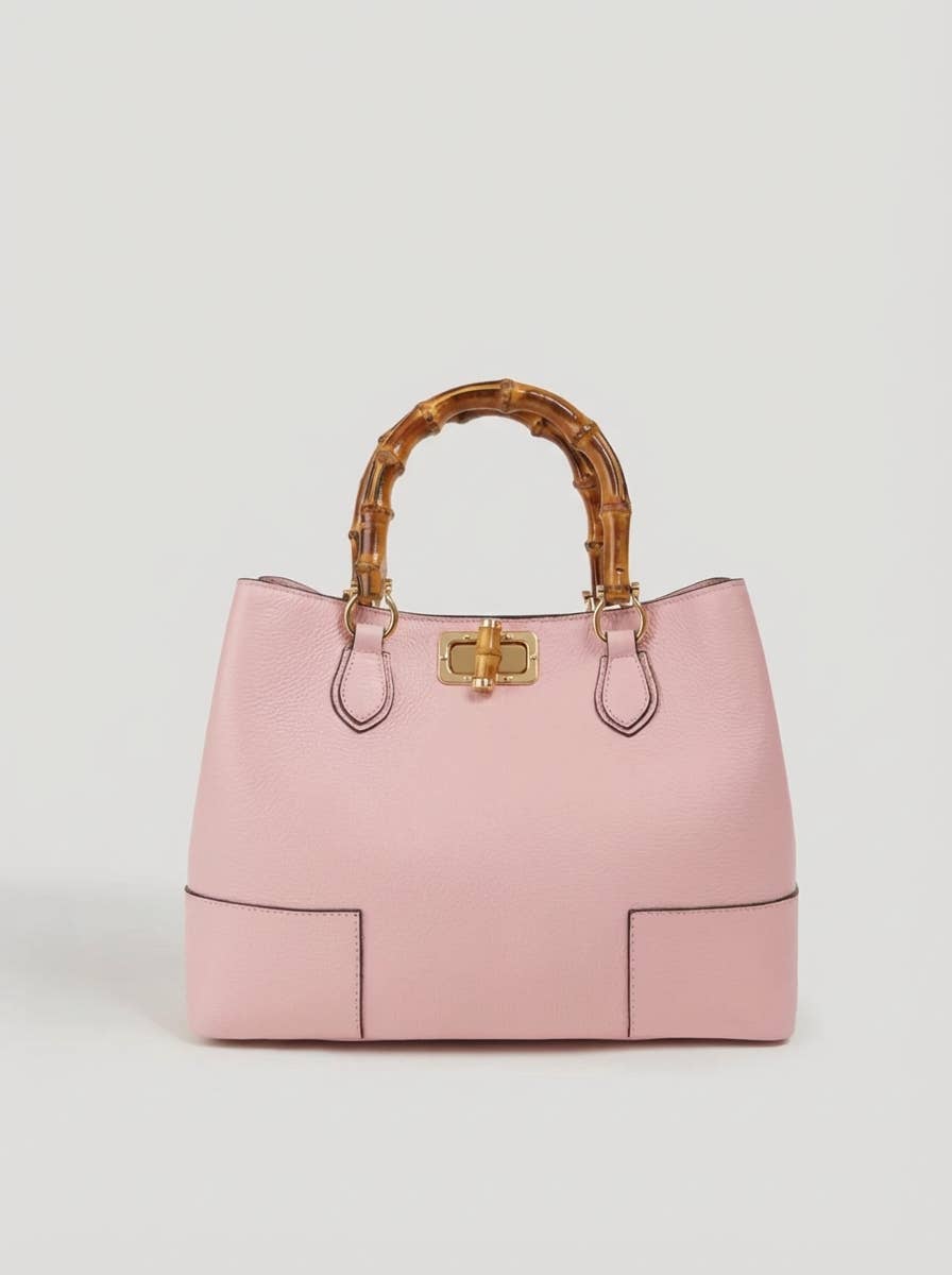 Ginevra Bamboo-Handle Leather Bag by Clemés