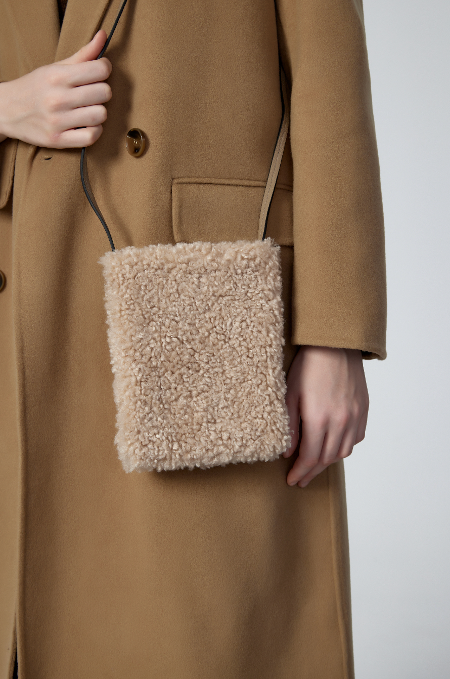 Pia Faux Shearling Phone Crossbody Bag by Clemés