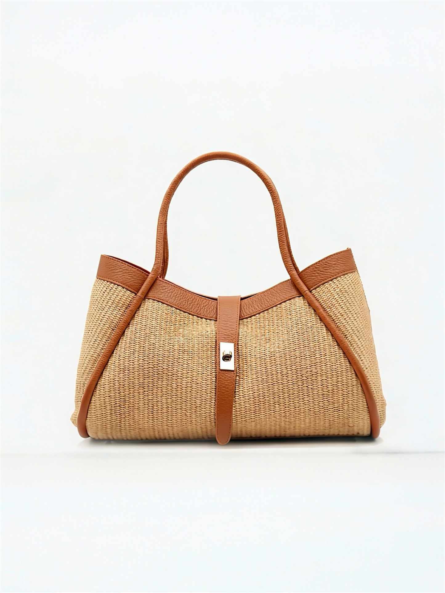 Bianca Leather, Suede & Raffia Handbag