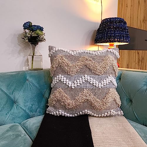 Bold Zig Zag Natural Cotton Cushion on a sofa