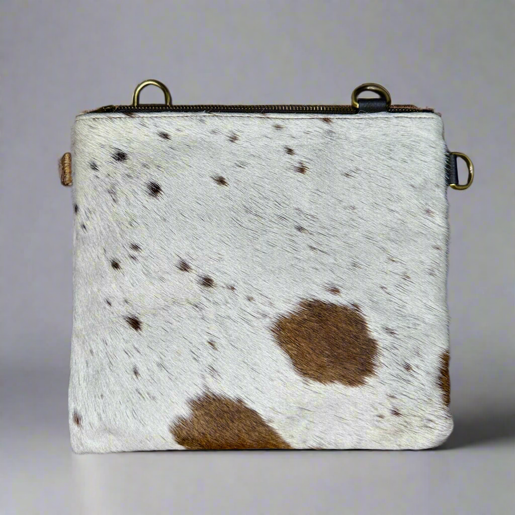 Natural Cowhide Double-Sided Crossbody Bag, Large (26 x 23 cm)