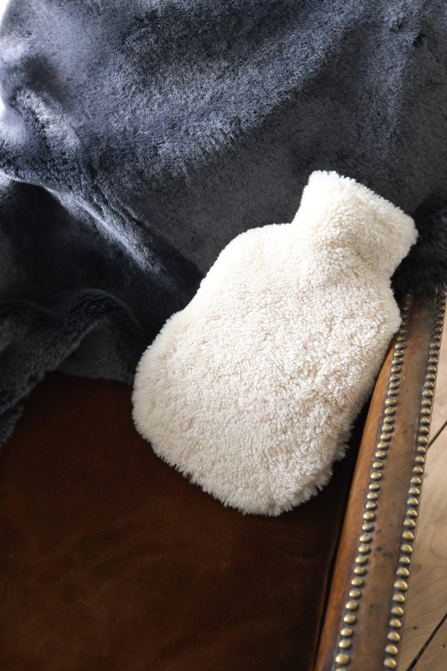 Sheepskin Hot Water Bottle Cover Swedish Moonlight Cream, 2L Standard