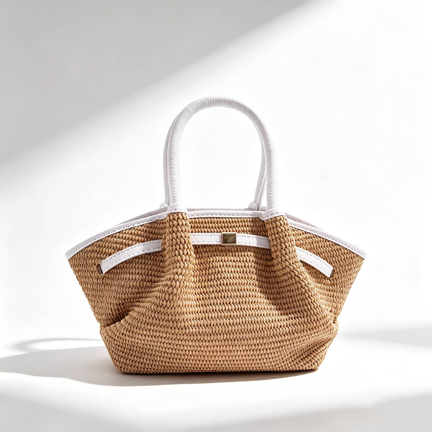 Serafina Mini Raffia & Leather Tote by Clemés