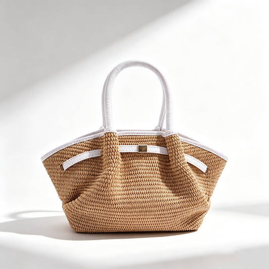 Serafina Mini Raffia & Leather Tote by Clemés