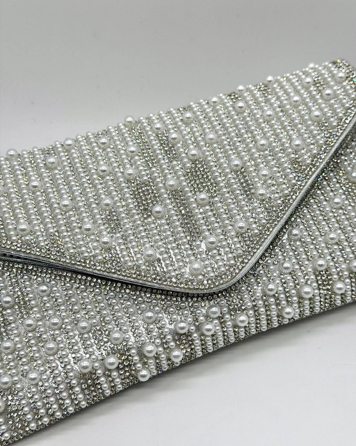 Perlette Pearl & Crystal Envelope Clutch by Clemés