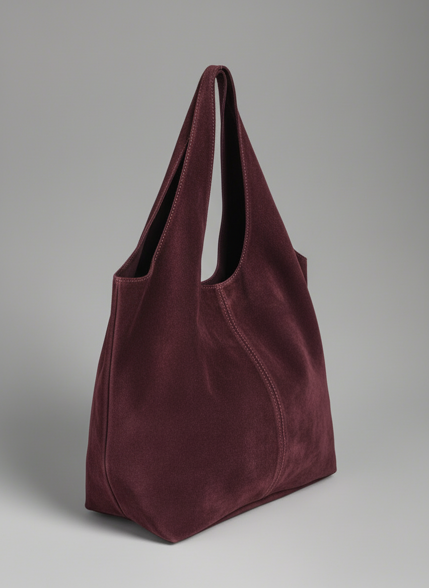 Giannina Suede Leather Shoulder Tote Bag With Internal Pouch by Clemés (Mulberry)