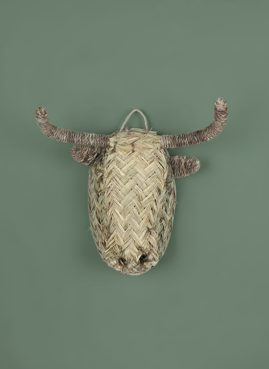 Mini Woven Animal Head, Buffalo