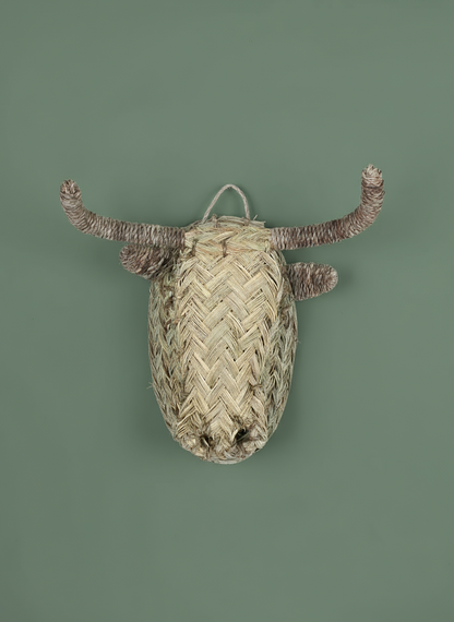 Mini Woven Animal Head, Buffalo