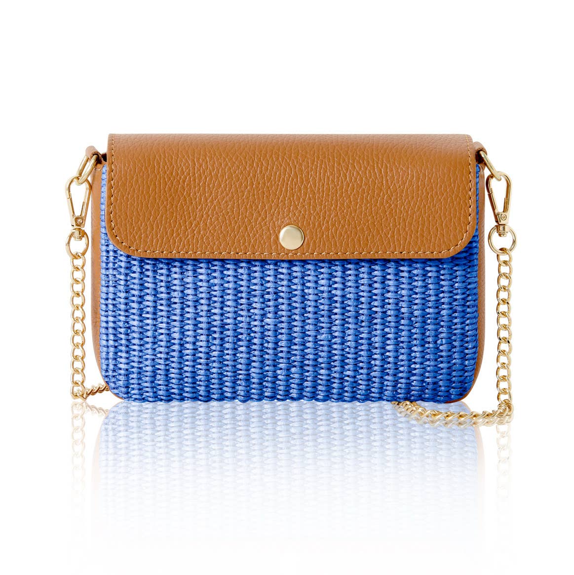 Élodie Raffia  & Leather Flap Crossbody Bag