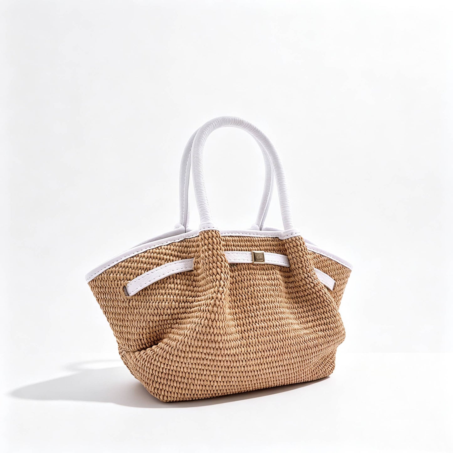 Serafina Mini Raffia & Leather Tote by Clemés