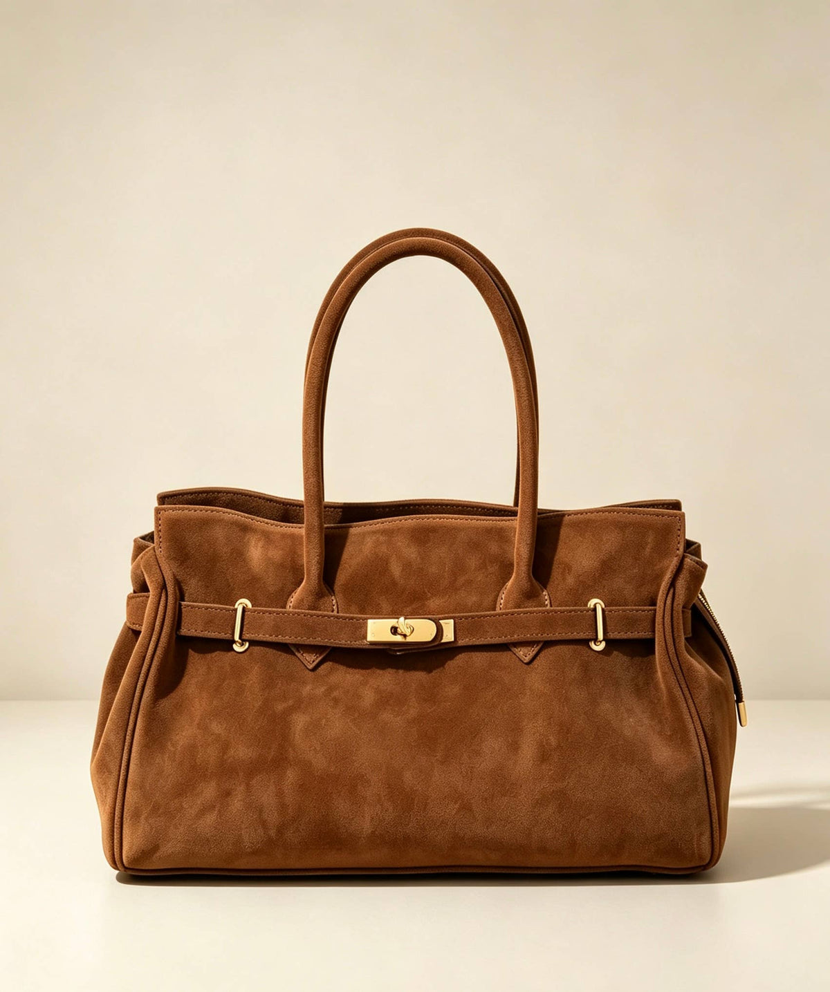 Zoe Suede Tote by Clemés - Cognac - front