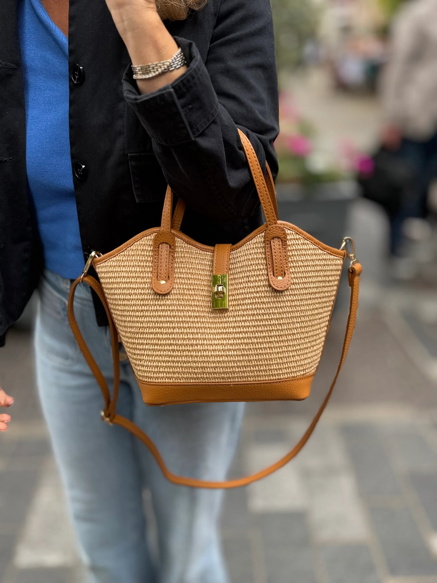 The Sorrento Raffia & Leather Tote by Clemés