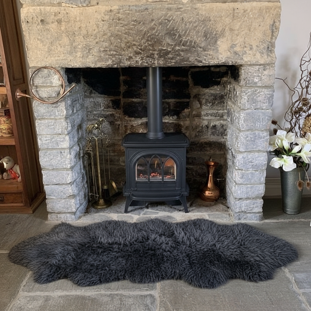 Natural Premium New Zealand Sheepskin Rug & Throw, Double, W65 x L180 cm (Charcoal)