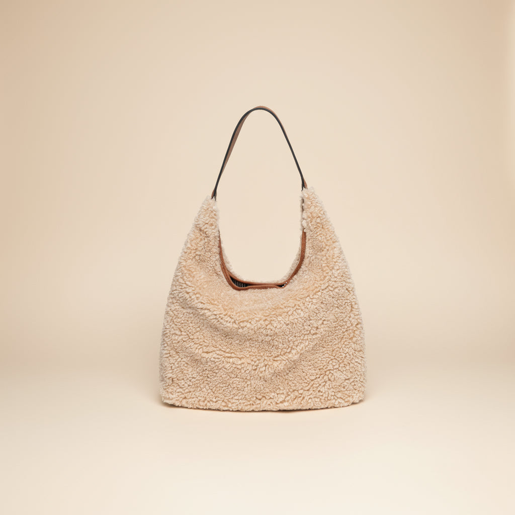 Anaïs Faux Shearling & Leather Hobo Handbag by Clemés