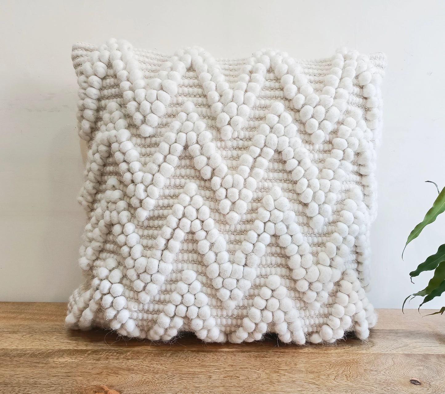 Zig Zag Natural Wool Cushion 50 x 50 cm
