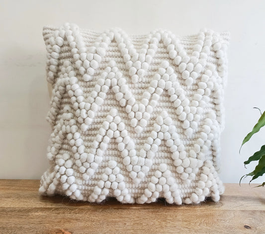 Zig Zag Natural Wool Cushion 50 x 50 cm
