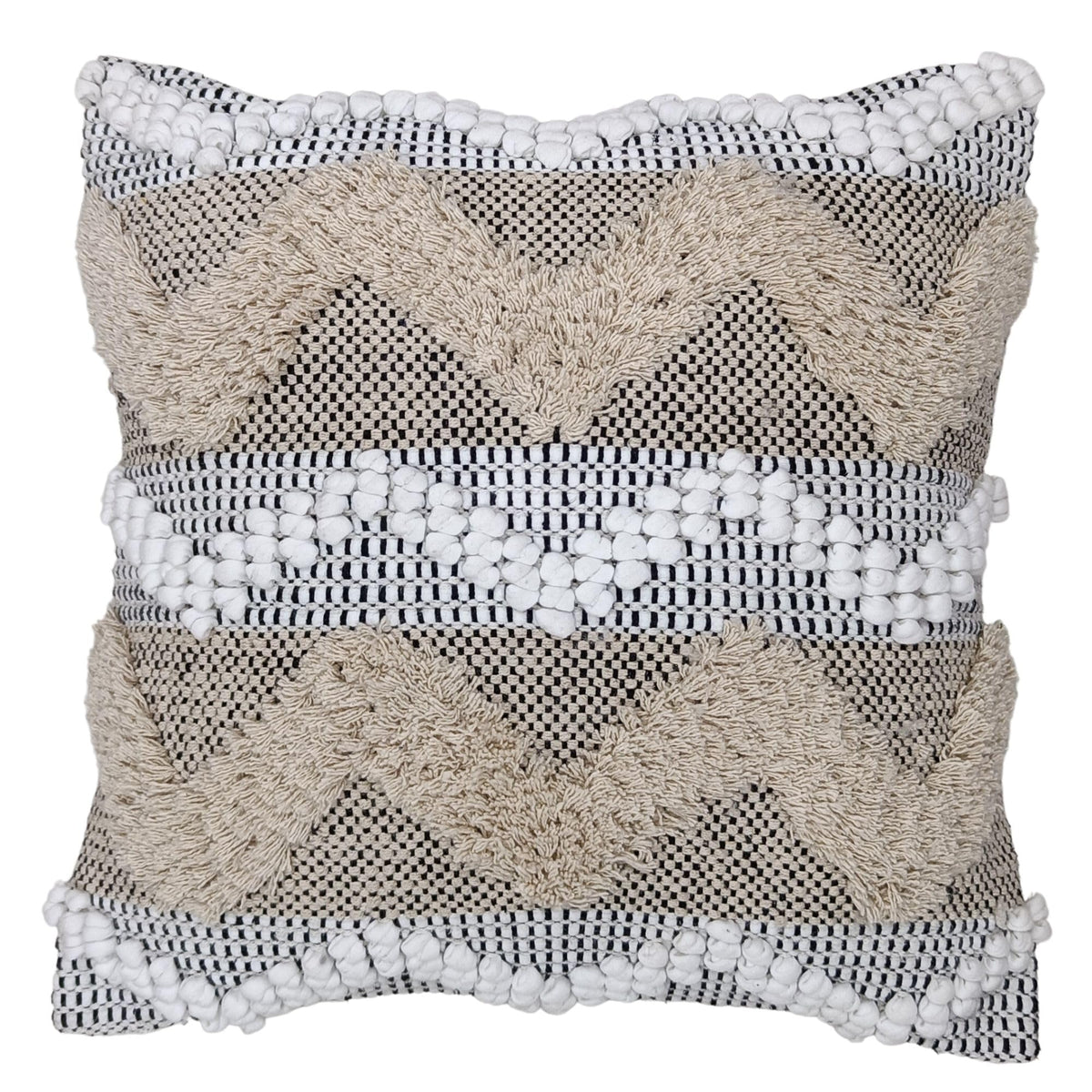 Bold Zig Zag Natural Cotton Cushion, chevron pattern