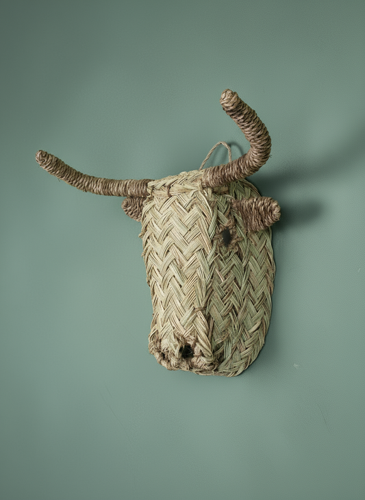 Mini Woven Animal Head, Buffalo
