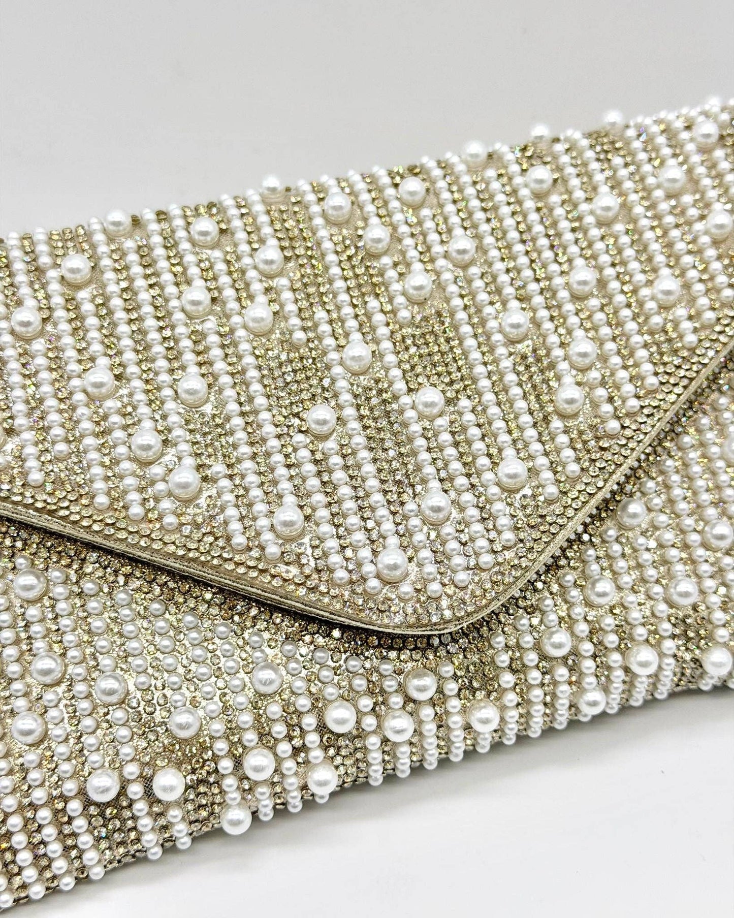 Perlette Pearl & Crystal Envelope Clutch by Clemés