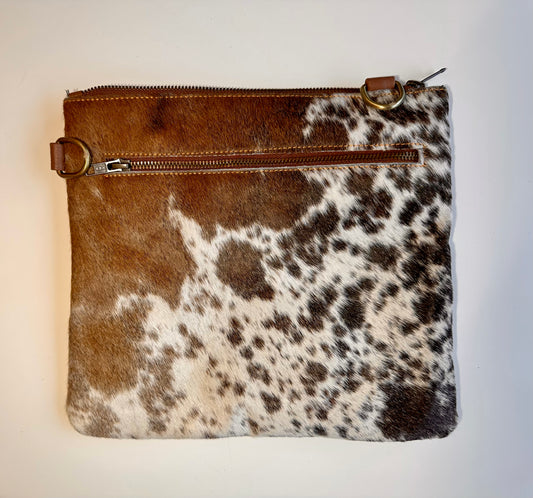 Natural Cowhide Double-Sided Crossbody Bag, Large (26 x 23 cm)