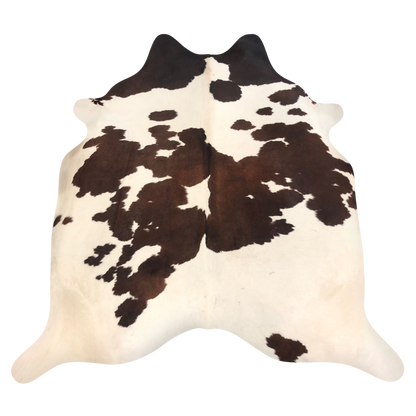 Natural Brazilian cowhide rug in Chocolate, Ivory & Espresso with exotic markings, 208 x 235 cm