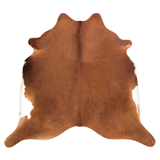 Natural Brazilian cowhide rug in Mocha & Ivory with exotic markings, 220 x 235 cm