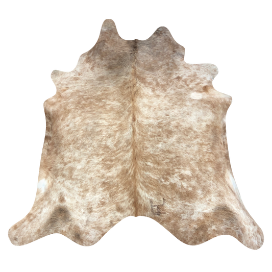 Natural Brazilian cowhide rug in Caramel & Ivory with Exotic markings, 220 x 229 cm