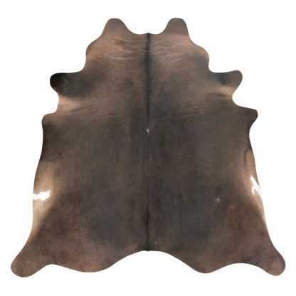 Natural Brazilian cowhide rug in Espresso, Caramel & Ivory with Exotic markings, 216 x 230 cm
