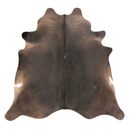 Natural Brazilian cowhide rug in Espresso, Caramel & Ivory with Exotic markings, 216 x 230 cm