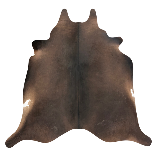 Natural Brazilian cowhide rug in Espresso, Caramel & Ivory with Exotic markings, 223 x 232 cm